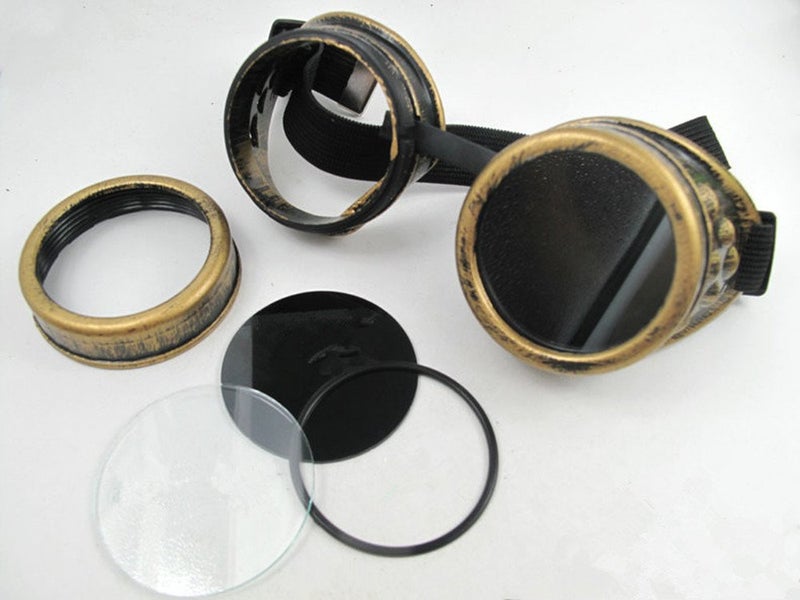 AOBOR Steampunk Goggles Glasses Vintage Welding Gothic(Black) - Image 2